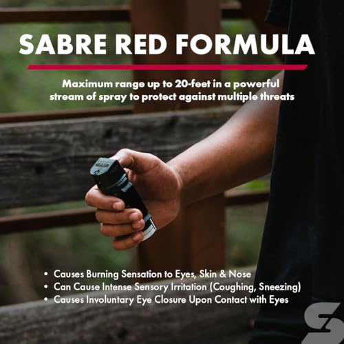 SABRE Crossfire Pepper Gel - 360° Spray for Defense at Any Angle, Maximum Strength Police-Grade OC Pepper Spray with UV Marking Dye, 20‑Foot Tactical Range, Fast Flip Top Safety, Belt Clip, 1.5 fl oz - color: Black Pepper Spray 1 Pack