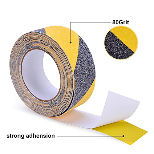 Anti Slip Tape, Waterproof Self Adhesive Yellow/Black 2"x16Ft Grip Tape - size: 2 Inch x 16 Feet