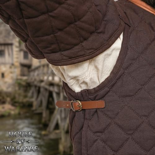 Medieval Gambeson Men Jacket | Padded Gambeson Coat 13th Century 2-Layer – Quilted Cotton Arming Wear - color: Brown, size: Medium
