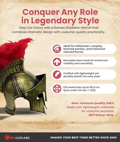 Nicky Bigs Novelties Morph Medieval Knight Greek Spartan Roman Helmet Costume Gold Gladiator Warrior Folding Face Mask - color: Gold