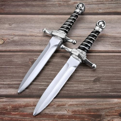 15" PU Fake Foam Sword Toys for Kids Boys, Fake Foam Dagger Knife Toy - color: Silver 2 Pcs