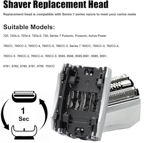 70S S7 Replacement Head for Braun Series 7 Shaver Replacement Head - color: Silver