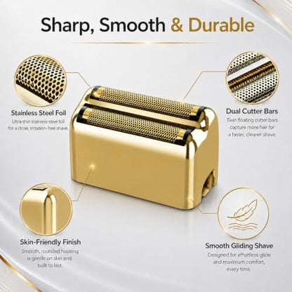 Replacement Heads Foil & Cutters Compatible with BaBylissPRO FXFS2 Shaver - color: 3 gold