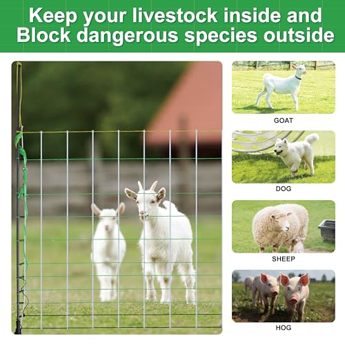 2 Pack Premium Electric Semi-Rigid Fence Netting 35.4"H x 98.42'L, Pre-Assembled Posts Raised to 47.2"H, Can Add Additional Polywire to Ensure Safety for Backyards,Homesteads,Gardens,Farms,and Ranches
