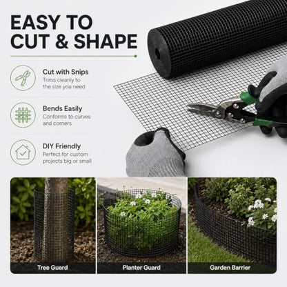 GoldPeak Black Hardware Cloth 1 x 1 inch Mesh 36'' x 50' 17-Gauge - size: 1x1 inch 36''x50'