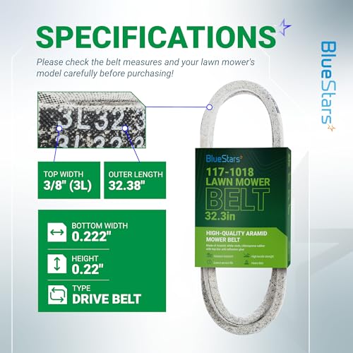 BlueStars 117-1018 Drive Belt | Aramid Cord | 3/8" x 32.3" - size: 117-1018, style: Aramid Cord