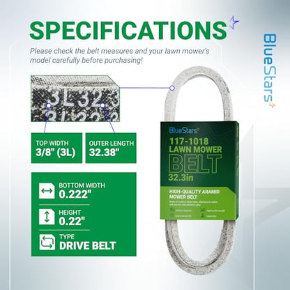 BlueStars 117-1018 Drive Belt | Aramid Cord | 3/8" x 32.3" - size: 117-1018, style: Aramid Cord