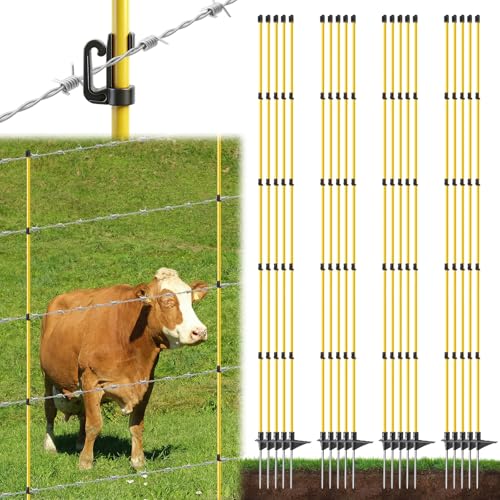 80 Inches Electric Fence Posts Fiberglass Step-in 20 Pack