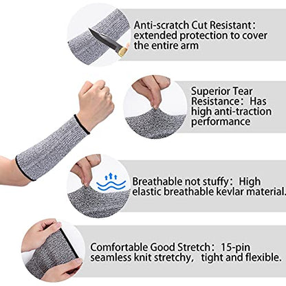 ANCIRS Cut Resistant Sleeves for Arm Protection, Gardening Sleeves, Dog Bite Safety Arm Sleeves - color: 2 Pairs, Grey
