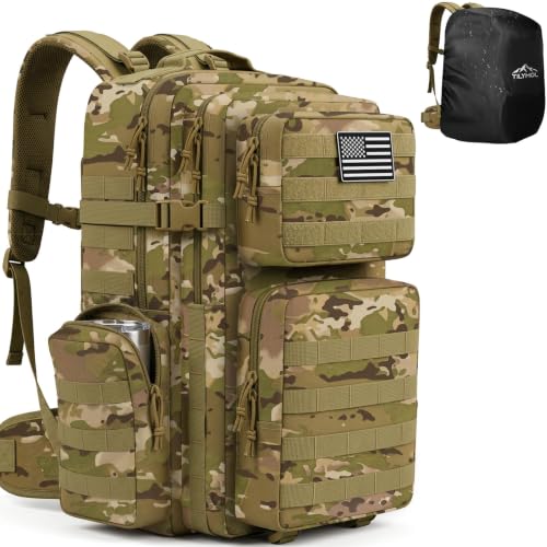 TILYMOL 55L Military Tactical Backpack for Men & Women, Large Assault Pack - color: Yellow Camo, size: 55L