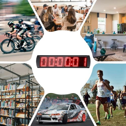 Large LED Display Digital Race Timer with Battery,Function-Countdown/Up/Time Clock, Remote Control, Tripod Stand and Adjustable Brightness for Sports Events, Races, Meetings, Presentations - style: non-waterproof+red