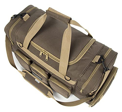 Heavy Duty Range Duffel Quality Tactical Gear Travel Sports Equipment Gym Bag Lockable Zippers with US Flag Patch (27" Khaki) - size: 27" Khaki