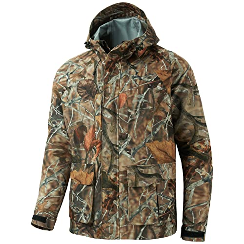 BASSDASH Walker-LW Breathable Waterproof Fishing Hunting Wading Jackets with Silent Outer Fabric for Men Women - color: Autumn Forest, size: Small