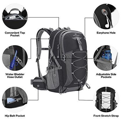 Maelstrom 40L Hiking Backpack, Lightweight Camping Daypack with Rain Cover - color: Black, size: 40l