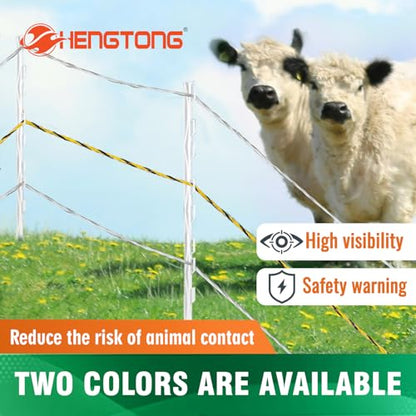 Electric Fence Polywire 3280ft (1000m), 6-Strand Stainless Steel Conductors, Rust & UV Resistant, Portable Electric Fencing, Durable & Reliable Conductivity, White - size: 3280ft