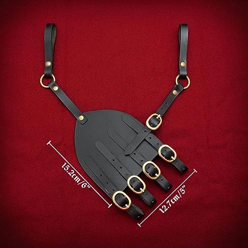 Mythrojan Medieval Sword Frog Adventurer with Leather Holder for Universal Rapier, Broadsword, Cutlass - style: Left Handed - Black (6")