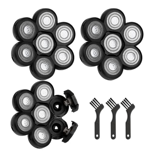 3 Pack Black 7D Floating Replacement Shaver Heads Foil for Bald Head & Face - color: Black 3 Pack