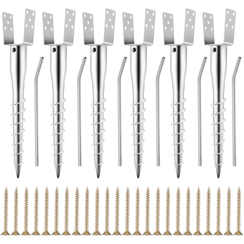 Hicarer 6 Pack No Dig Ground Anchors for Standard 4 x 4 Posts,Silver - color: Silver