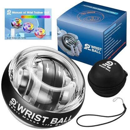JIN BD Auto Start Wrist Ball，Gyro Ball Trainer，Wrist Exerciser，Gyroscopic - color: Black (No Light)