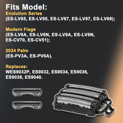 Men's Electric Shaver Replacement Blades and Foil for Panasonic ARC5 5-Blade Shavers, Compatible with WES9032P ES9032 ES9034 ES9036 ES9038, Fits Models ES-LV61, ES-LV65, ES-LV67, ES-LV95, ES-LV97