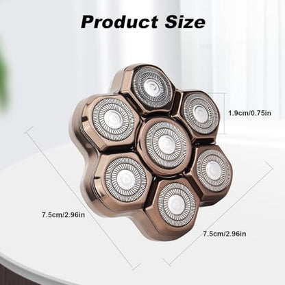7 Blades Shaver Head - Men's Electric 7D Shaver Replacement Heads Universal Magnetic Replacement Blade Head Electric Razor for Men,2 Pack - color: Black