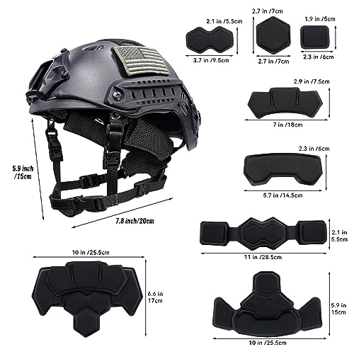 Tactical Helmet Pads and Helmet Chin Strap Replacement Adjustable for Tactical Fast MICH ACH Bump FMA EXF Helmet Replacement Accessories Kit - color: black