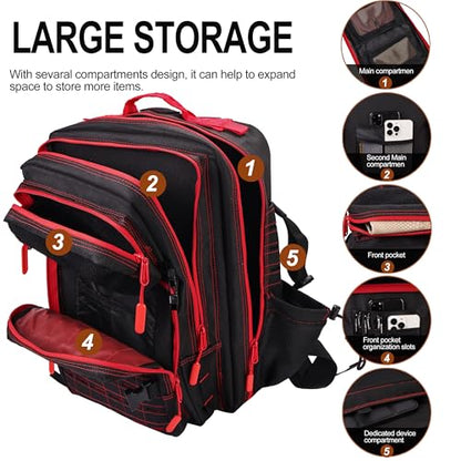 LHI Tactical Military Backpack for Men 25L/45L Large Molle Army Assault Pack 3 Day Hiking Rucksack With Bottle Holder - color: Bk-red Zipper, size: 45L