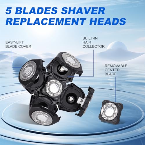 5D Blades Shaver Replacement Heads,Head Electric Razor Shaving Compatible with Frbid Replacement Blades Shaver kit for Bald Men with 3 Cleaning Brush, 3 Pack by Plantarecover - color: Bhc3