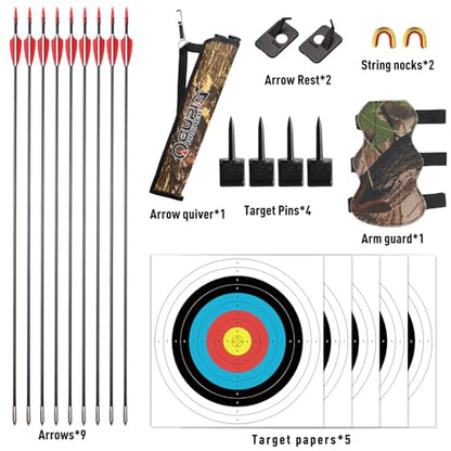 LWANO Archery Recurve Bow and Arrow Set for Adults/Youth/Teens Beginners - size: 30lbs