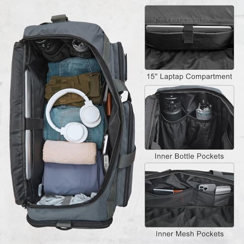 G4Free 3-in-1 Duffle Bag Travel Gym Sports, Large Tactical Duffel Backpack - color: Dark Grey