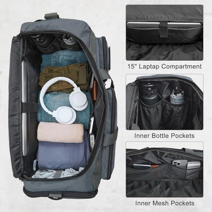 G4Free 3-in-1 Duffle Bag Travel Gym Sports, Large Tactical Duffel Backpack - color: Dark Grey