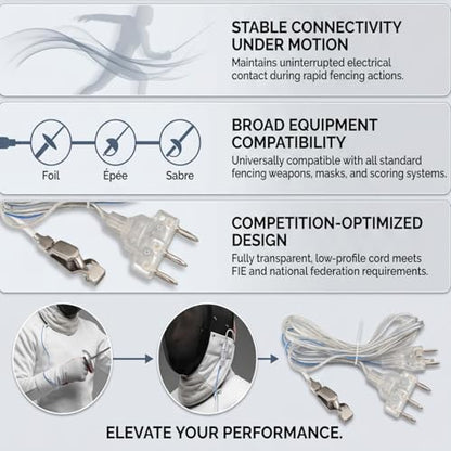 Fencing Body Wire Transparent Conductive Cord Universal Signal Connection for Competition Training Stainless Steel Clear 103g 1 Piece