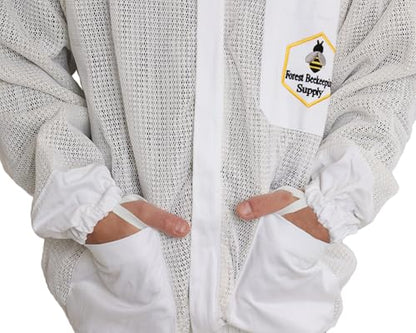 Ventilated Bee Jacket for Men and Women with Gloves and Detachable Fencing Veil, 3-Layer Beekeeping Jacket, YKK Brass Zippers (X-Large) - size: X-LARGE