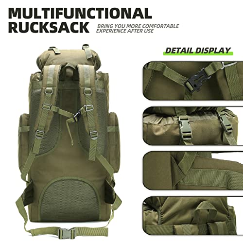 King'sGuard 100L Camping Hiking Backpack Molle Rucksack Military Camping Backpacking Daypack - color: Armygreen