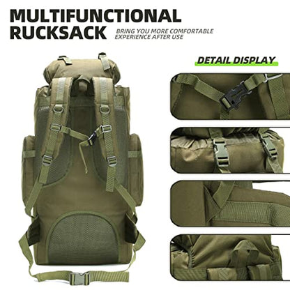 King'sGuard 100L Camping Hiking Backpack Molle Rucksack Military Camping Backpacking Daypack - color: Armygreen
