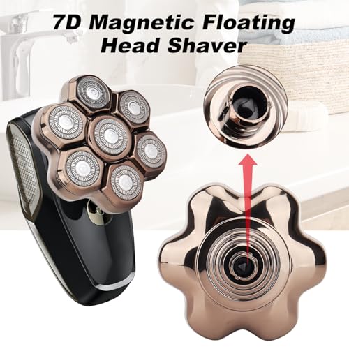 7 Blades Shaver Head - Men's Electric 7D Shaver Replacement Heads Universal Magnetic Replacement Blade Head Electric Razor for Men,2 Pack - color: Black