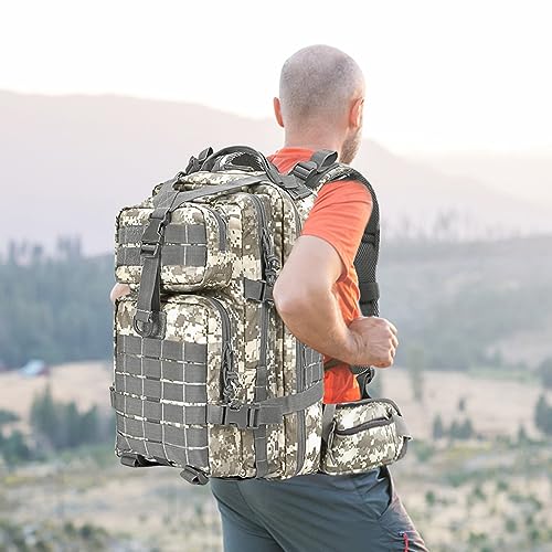 EMDMAK Military Tactical Backpack, 42L Large Military Pack Army 3 Day Assault Pack Molle Bag Rucksack - color: Acu