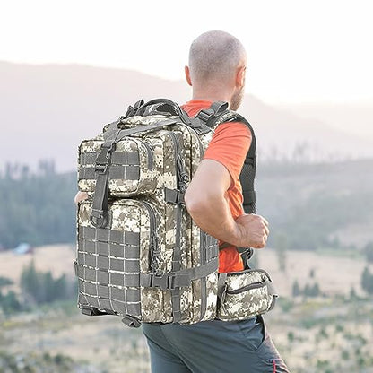 EMDMAK Military Tactical Backpack, 42L Large Military Pack Army 3 Day Assault Pack Molle Bag Rucksack - color: Acu