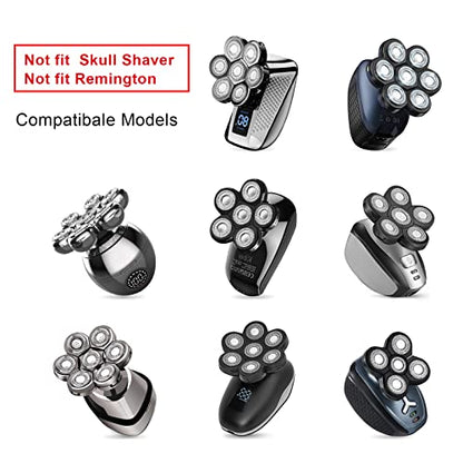 Head Shaver Replacement Heads, Replacement Blades for Bald Men, Stainless Steel 7D Rotary Blades for Electric Head Razor, Black - color: Black8