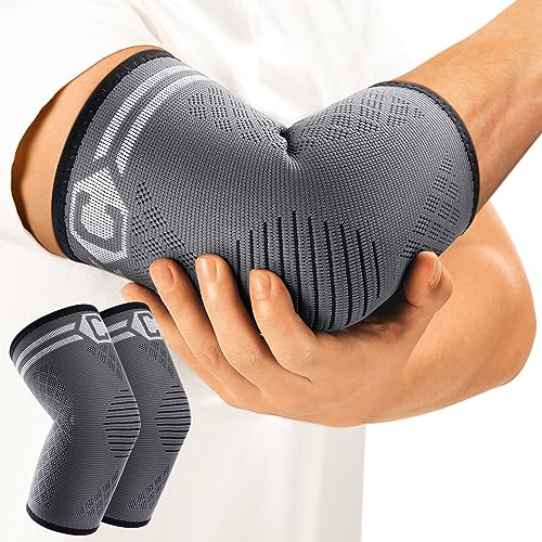 CAMBIVO 2 Pack Elbow Brace Compression Sleeve, Tennis & Golfer's Elbow - color: Cool Gray, size: Small