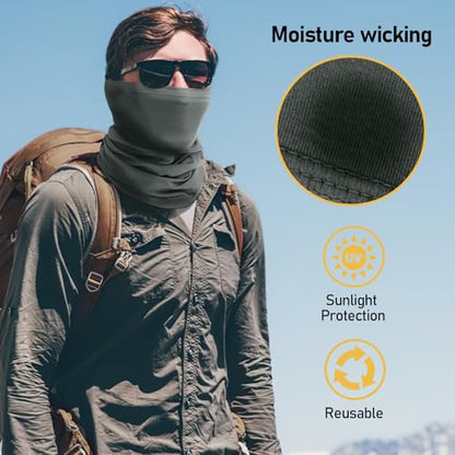 TICONN Neck Gaiter for Men Women, Cooling Bandana Face Mask Cover Gator - color: 1 Black+1 Dark Gray, style: Quick Dry