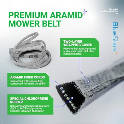 BlueStars 954-04044A 754-04044 Mower Deck Belt | Aramid Cord | 1/2" x 134" - size: 754-04044, style: Aramid Cord