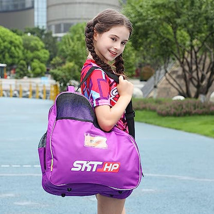 Roller Skate Bag with Adjustable Shoulder Strap for Kids and Adults to Hold Inline Skates and Knee Pads - color: C Purple