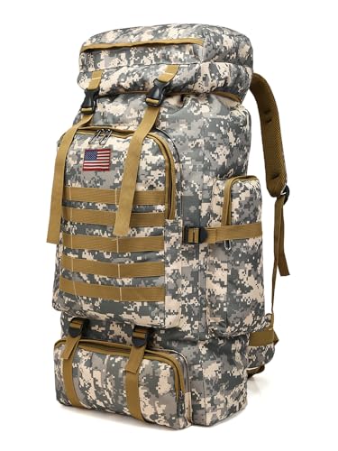 JUMAHE Rugged 80L Military Backpack for Men Versatile, Waterproof, and Breathable Ideal for Camping, Hiking, and Travel (Grey) - color: Grey