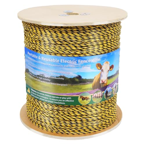 5500ft Electric Fence Polywire, 9-Strand Stainless Steel Rope for Livestock - size: 5500 Feet