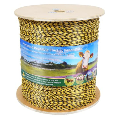 5500ft Electric Fence Polywire, 9-Strand Stainless Steel Rope for Livestock - size: 5500 Feet