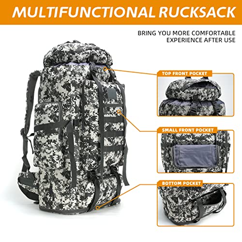 100L Hiking Camping Backpack MOLLE Rucksack Waterproof Daypack for Traveling (City Camo) - color: Citycamo