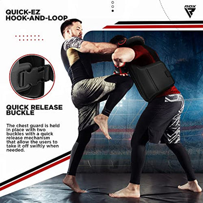 RDX Boxing Body Protector, MMA Kickboxing Muay Thai Boxing Chest Guard, Sparring Training Heavy Punching, Kara Adjustable Strike Shield, Martial Arts Upper Body Ribs Protection Pad, Taekwondo Vest - size: Large-X-Large