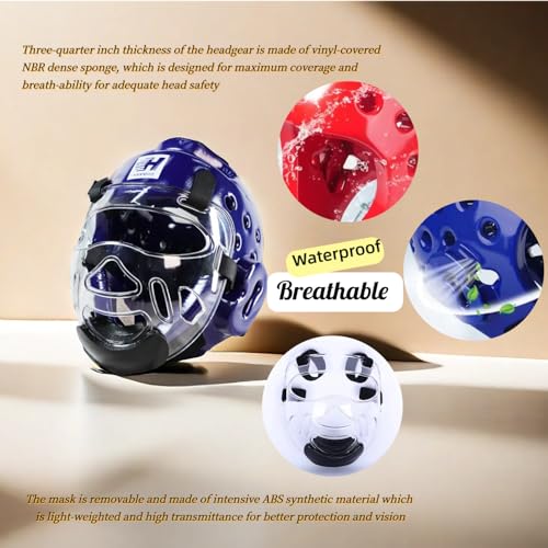 2PC Taekwondo Headgear Karate Headgear with Removable mask for Sparring Partner Muay Thai Taekwondo Karate MMA Training Adults - size: X-Large
