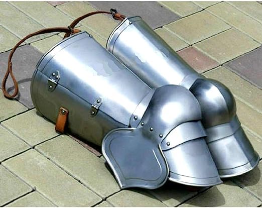 Medieval Knight Leg Guard Set LARP Armor Silver
